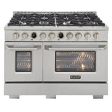 Kucht 48" 6.7 cu. ft. 8 Burner Propane Gas Dual Fuel Range in Stainless Steel with Digital Thermostat - KXP48-SS/LP