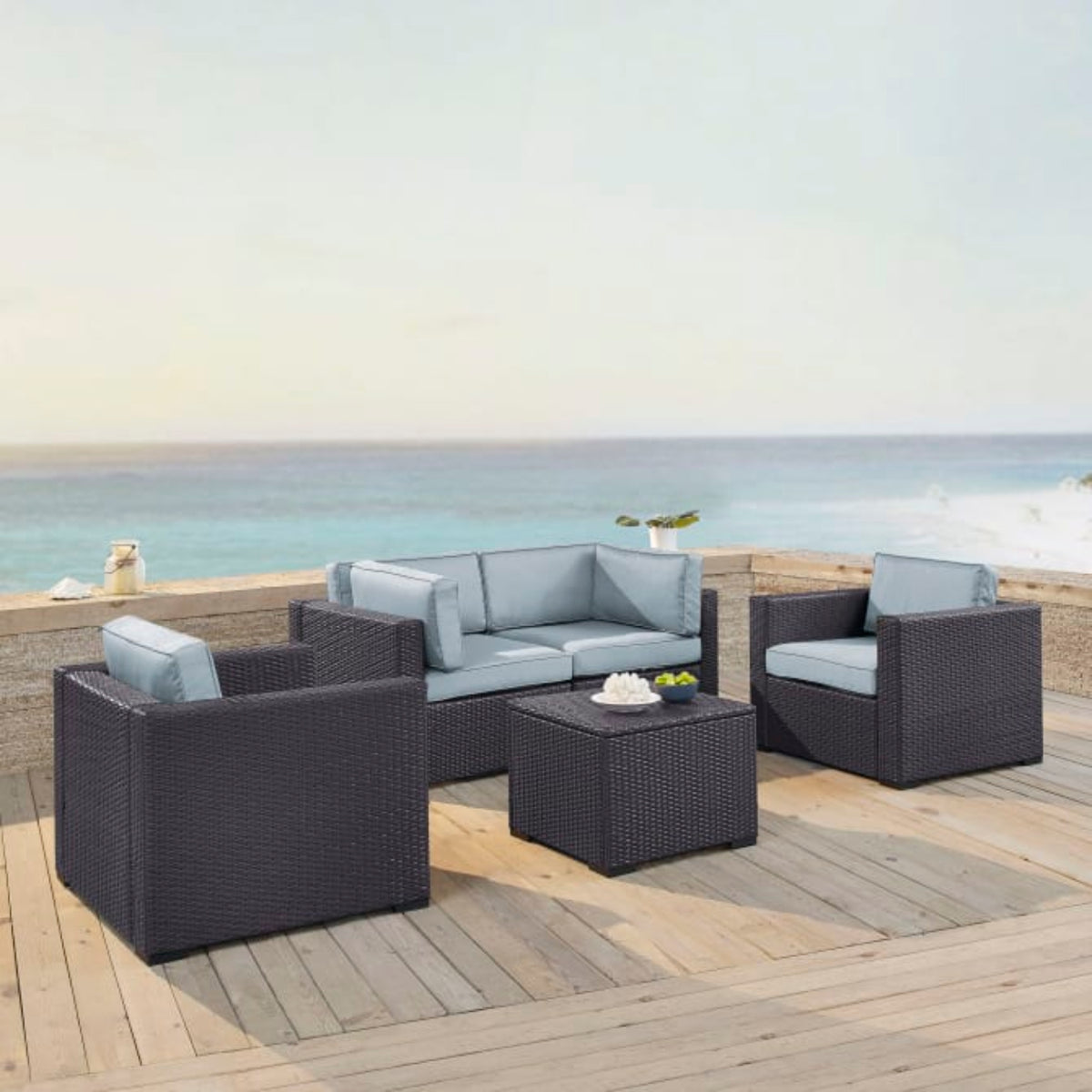 Crosley Biscayne 123.50 Inch 5pc Outdoor Wicker Conversation Set - KO70110BR