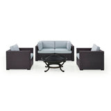 Crosley Biscayne 147 Inch 5pc Outdoor Wicker Conversation Set W/Fire Pit - KO70121BR