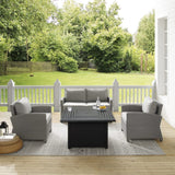 Crosley Bradenton 143 Inch 4pc Wicker Convers Set W/Fire Table Grey - KO70168GY-GY