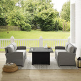 Crosley Bradenton 96 Inch 3pc Wicker Loveseat Set W/Fire Table Grey - KO70170GY-GY