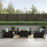 Crosley Beaufort 113.25 Inch 5pc Outdoor Wicker Conversation Set W/Fire Table Mist - KO70178BR