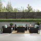 Crosley Beaufort 113.25 Inch 6pc Outdoor Wicker Conversation Set W/Fire Table Mist - KO70179BR