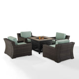 Crosley Beaufort 110 Inch 5pc Outdoor Wicker Chair Set W/Fire Table Mist - KO70180BR