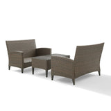 Crosley Rockport Outdoor Wicker 3pc High Back Conversation Set Oatmeal - KO70212LB-OL