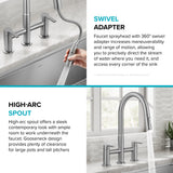 KRAUS Contemporary Bridge Kitchen Faucet with Spray-Head in Spot-Free Stainless - KPF-3122SFS