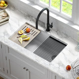 KRAUS Bellucci Workstation 33" Undermount Granite Composite Kitchen Sink in White with Accessories - KGUW1-33WH