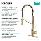 KRAUS Single Handle Kitchen Faucet with Integrated Dispenser for Water Filtration in Spot Free Antique Champagne Bronze -  KFF-1610SFACB