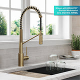 KRAUS Single Handle Kitchen Faucet with Integrated Dispenser for Water Filtration in Spot Free Antique Champagne Bronze -  KFF-1610SFACB