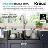 KRAUS Dex 33" Undermount 16 Gauge Stainless Steel Double Bowl Kitchen Sink - KA1UD33B