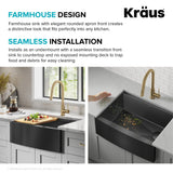 KRAUS Kore Workstation 33" Farmhouse Modern Flat Apron Front 16 Gauge Single Bowl Kitchen Sink in PVD Gunmetal -  KWF410-33/PGM