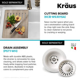 KRAUS Turino 33" Drop-In or Undermount Fireclay Workstation Kitchen Sink in Gloss White - KFDW1-33GWH