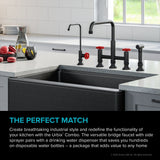 KRAUS Urbix Industrial Bridge Kitchen Faucet & Water Filter Faucet in Matte Black/Red - KPF-3125-FF-101MBRD