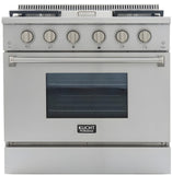 Kucht Professional 36 in. 5.2 cu ft. Propane Gas Range with Griddle and Silver Knobs - KRG3609U/LP-S