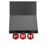 Kucht Professional 30" Wall Mount Range Hood 900 CFM in Titanium Stainless Steel - KRH303A-C