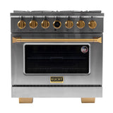 Kucht 36" 5.2 cu. ft. 6 Burner Propane Gas Dual Fuel Range in Stainless Steel with Gold Accents and Digita - KXP36-GL/LP