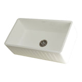 Kingston Brass Solid Surface Matte Stone Apron Front Farmhouse Single Bowl Kitchen Sink, Matte White - GKFA331810RM