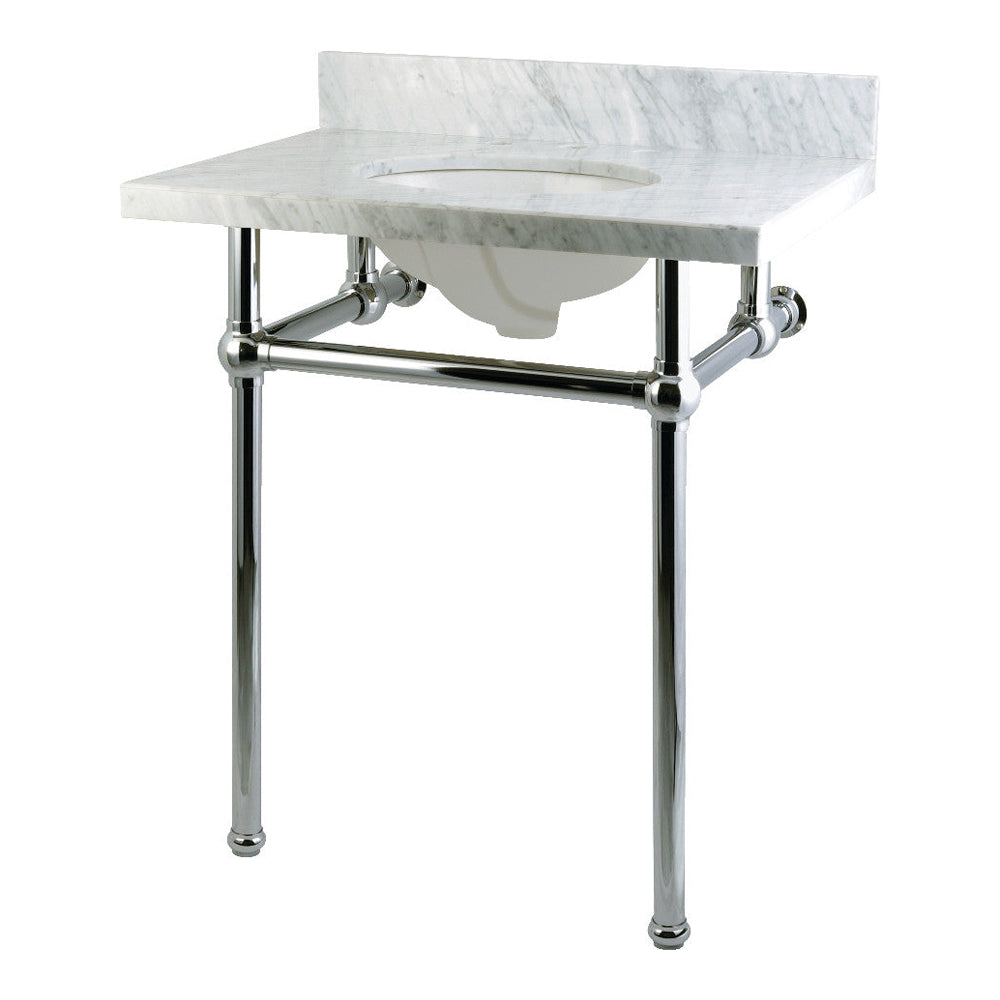 Kingston Brass Templeton 30" x 22" Carrara Marble Vanity Top with Brass Console Legs - KVPB30MB1