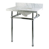 Kingston Brass Templeton 30" x 22" Carrara Marble Vanity Top with Brass Console Legs - KVPB30MB1