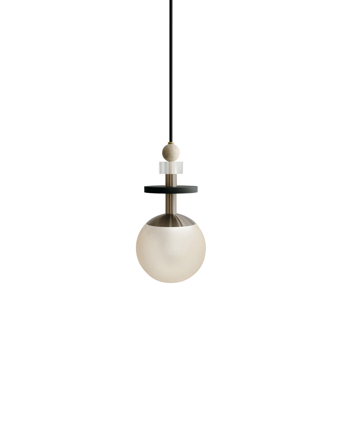 Ladies & Gentlemen Maru Pendant - Antique Brass - MARU-AntiqueBrass-6-Short-Cream