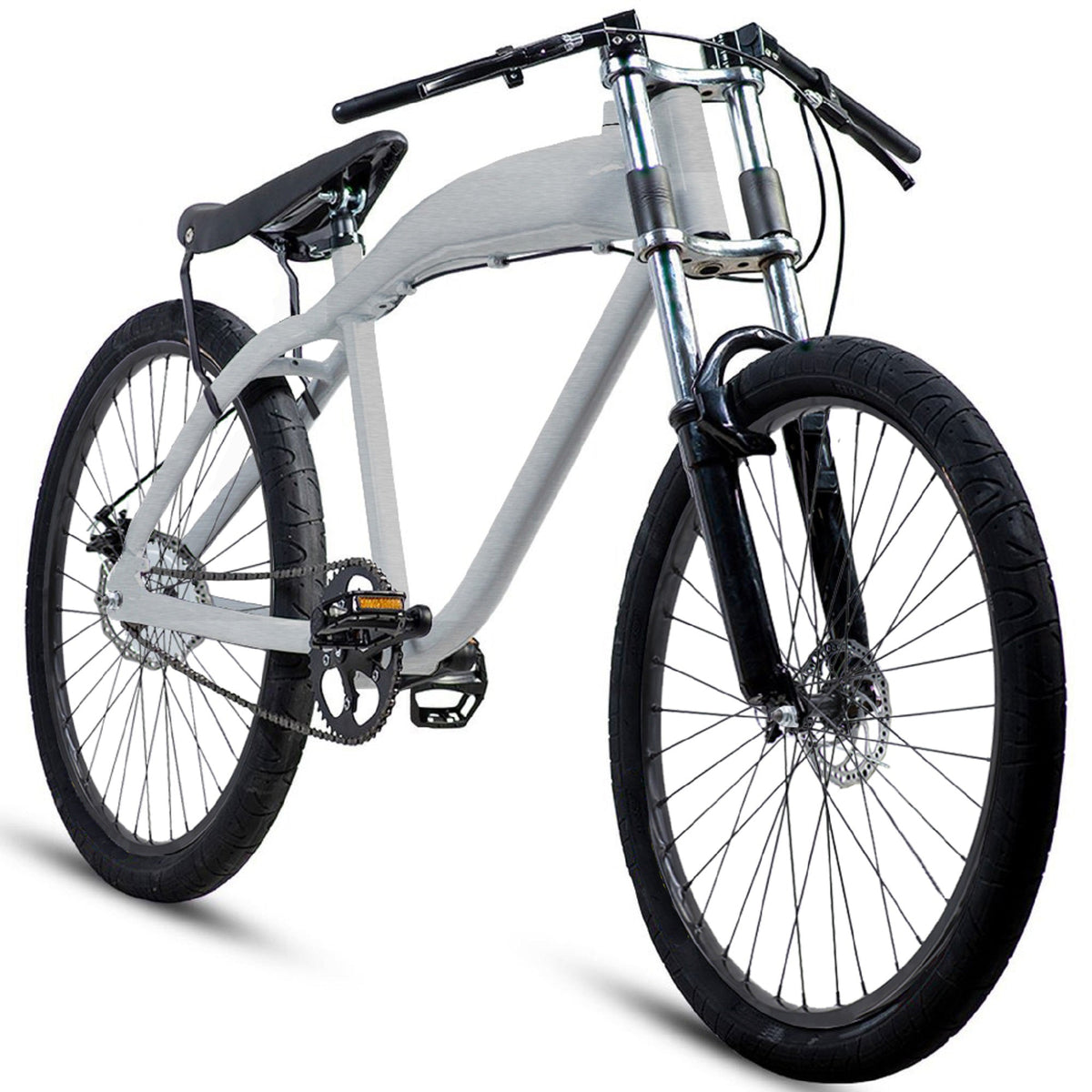BBR Tuning F-ZERO Motor-Ready Motorized Bicycle - Brushed Aluminum - BBR-RRCOMPBIKE-BA