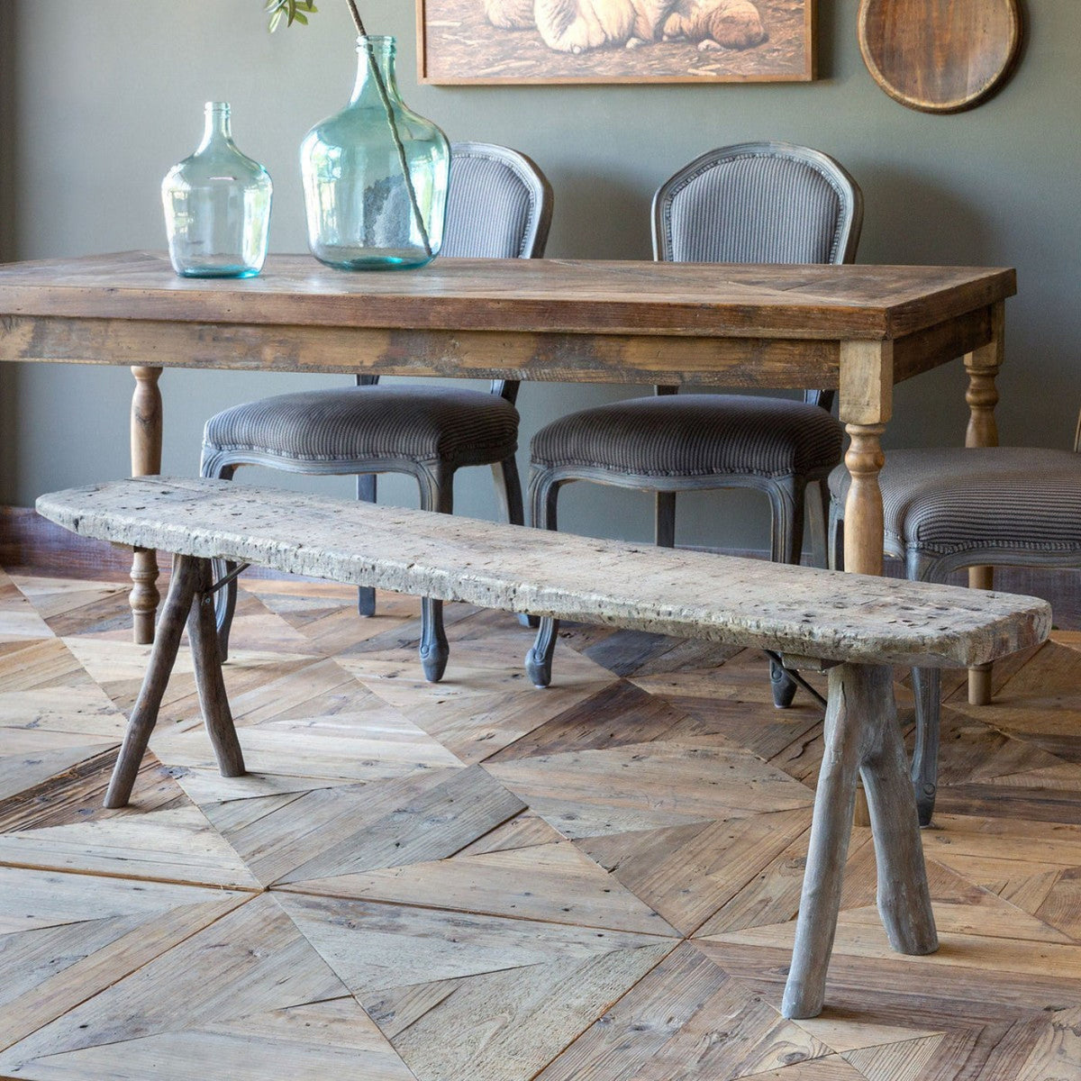 Park Hill Collection Primitive Wood Bench  - EFS00285