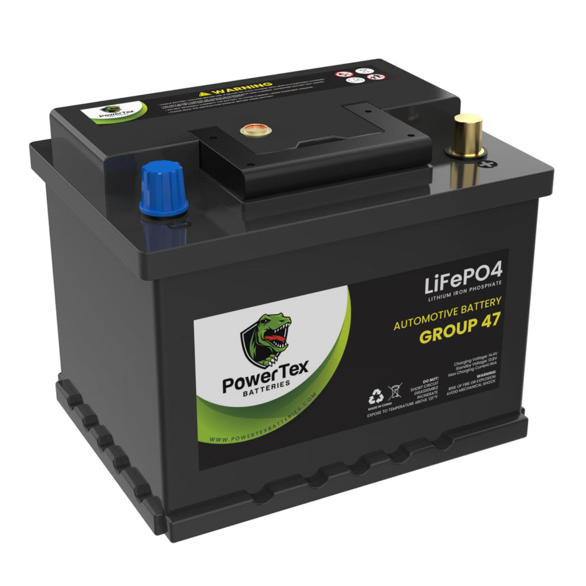 PowerTex 2022 Hyundai Ioniq 5Replacement Car Battery BCI Group 47 Lithium LiFePO4 Automotive Powertex Battery - PTLG47-030