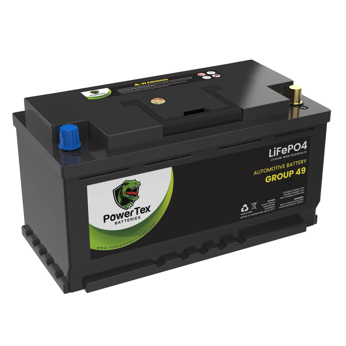 PowerTex 2018 Cadillac CT6 Car Battery BCI Group 49 / H8 Replacement Lithium LiFePO4 Automotive Battery