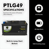 PowerTex 2024 BMW X3 L6 3.0LReplacement Car Battery BCI Group 49 Lithium LiFePO4 Automotive Powertex Battery - PTLG49-0185