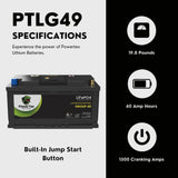 PowerTex 2023 Ram Promaster 3500 V6 3.6LReplacement Car Battery BCI Group 49 Lithium LiFePO4 Automotive Powertex Battery - PTLG49
