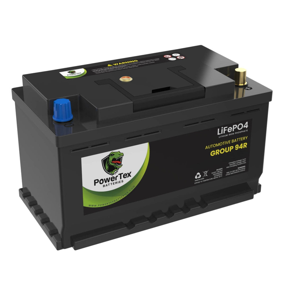 PowerTex 2024 Toyota GR Supra L6 3.0L Replacement Car Battery BCI Group 94R Lithium LiFePO4 Automotive Powertex Battery - PTLG94R-0357