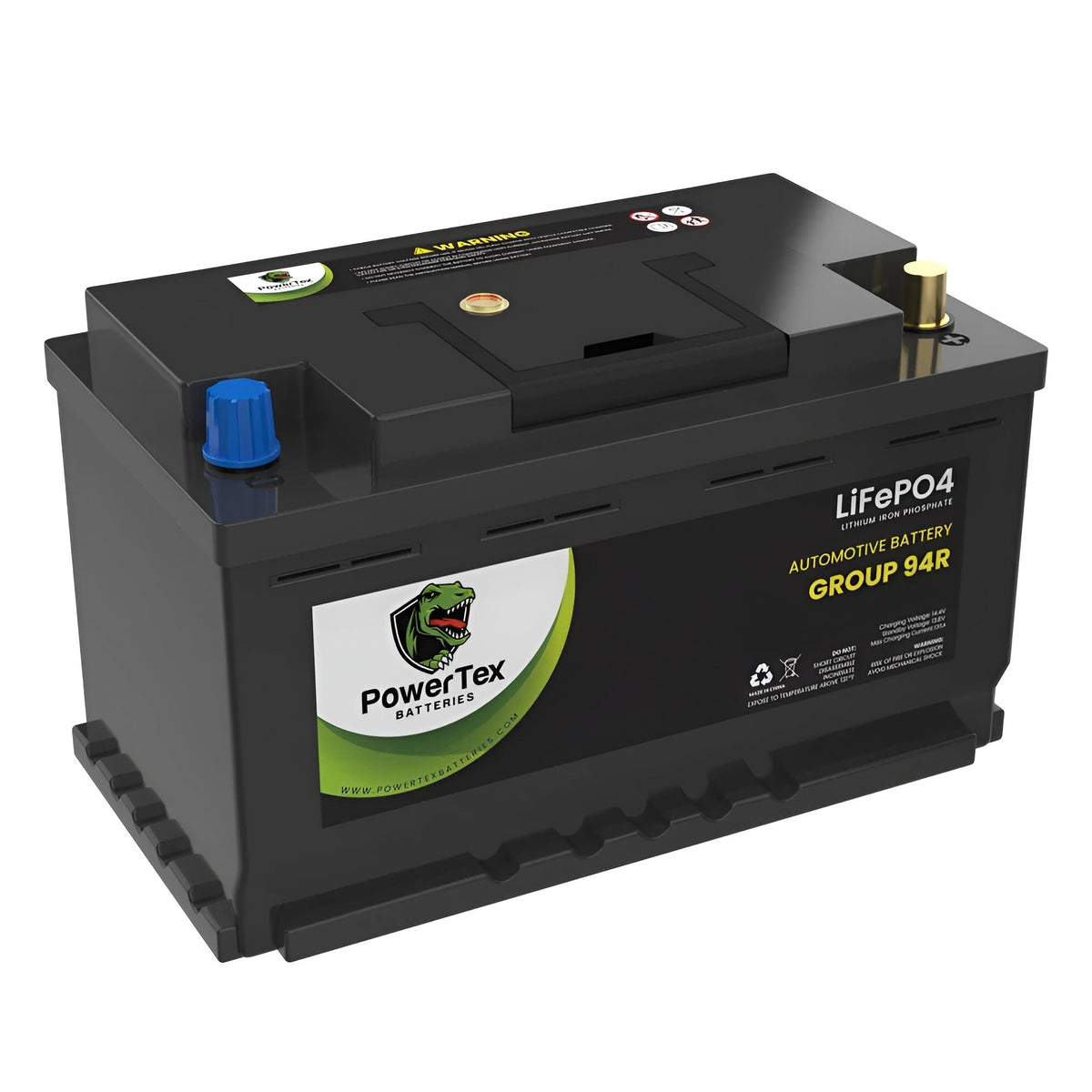 PowerTex 2023 Ram 1500 V8 6.2L Replacement Car Battery BCI Group 94R Lithium LiFePO4 Automotive Powertex Battery