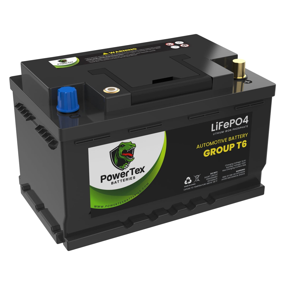 PowerTex Batteries BCI Group T6 / L2 Lithium LiFePO4 Automotive Battery - PTLGT6