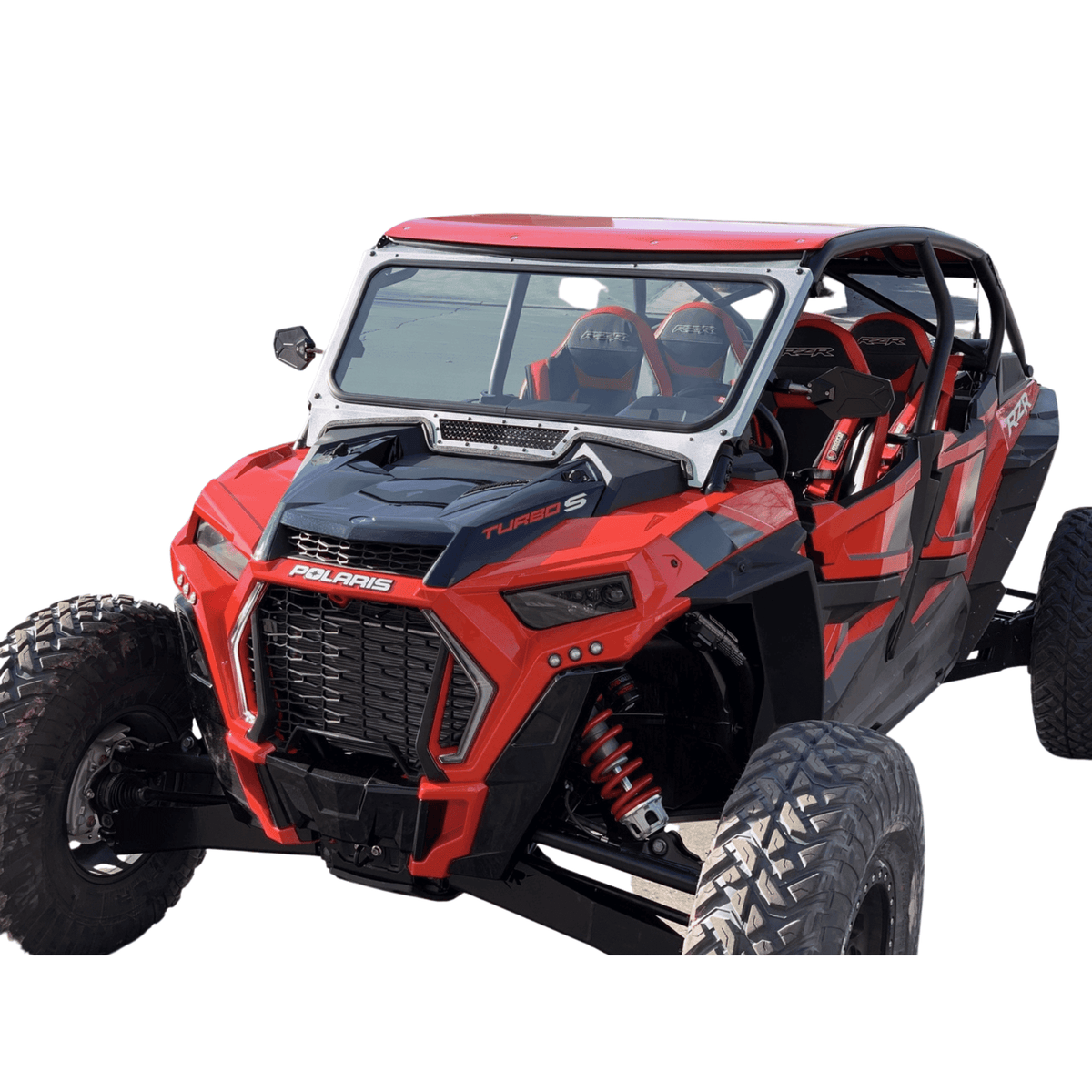 Polaris RZR XP 1000 & XP Turbo Full Glass Windshield for Vent Racing Roll Cage (2014+) - MA-VR1K-WS-GLS-BLK-B-N