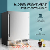 EUHOMY Beverage Refrigerator Large capacity 24 Inch, Stainless Steel Door Wine Cooler - RU-05