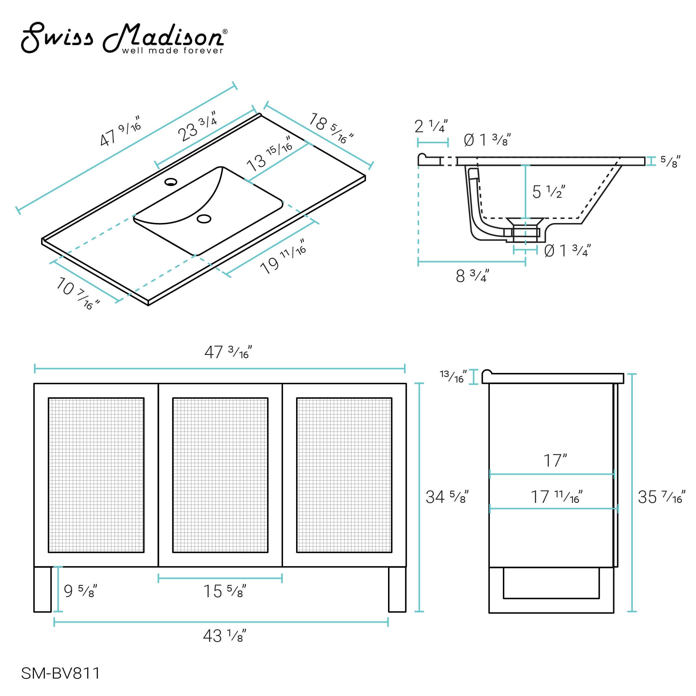Swiss Madison Arles 48" Single, Bathroom Vanity in Honey - SM-BV811 - Backyard Provider