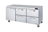 Blue Air 72" Wide 4 Drawer Undercounter Refrigerator - BLUR72-D4RM-HC