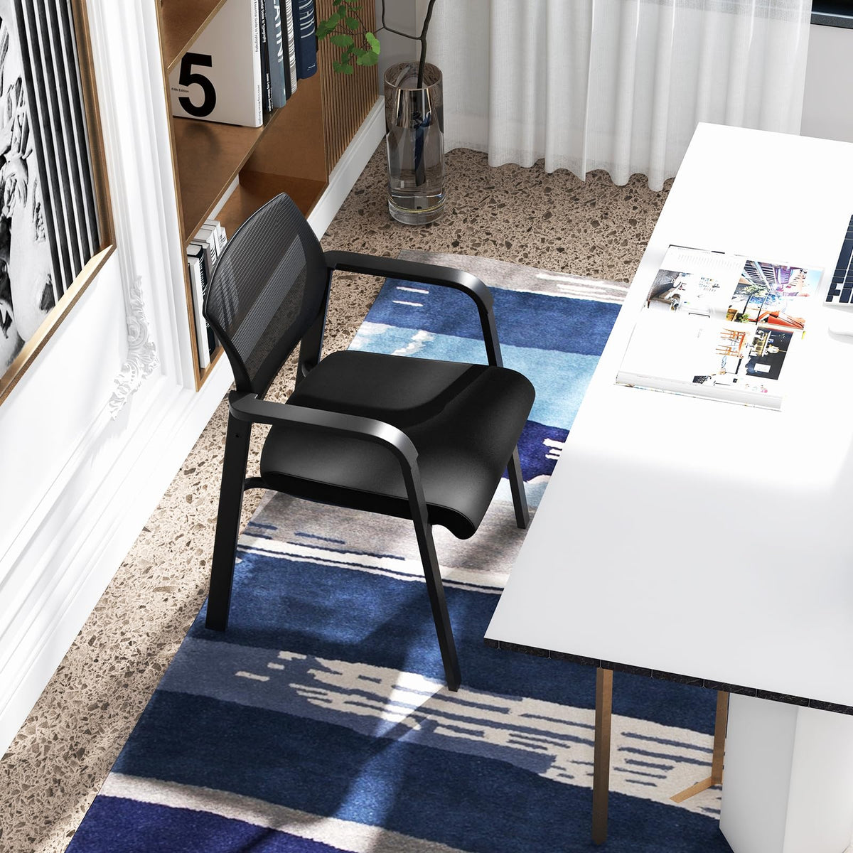 Tangkula Conference Room Chairs, Stackable Office Guest Chairs - 3*CB10544DK-2