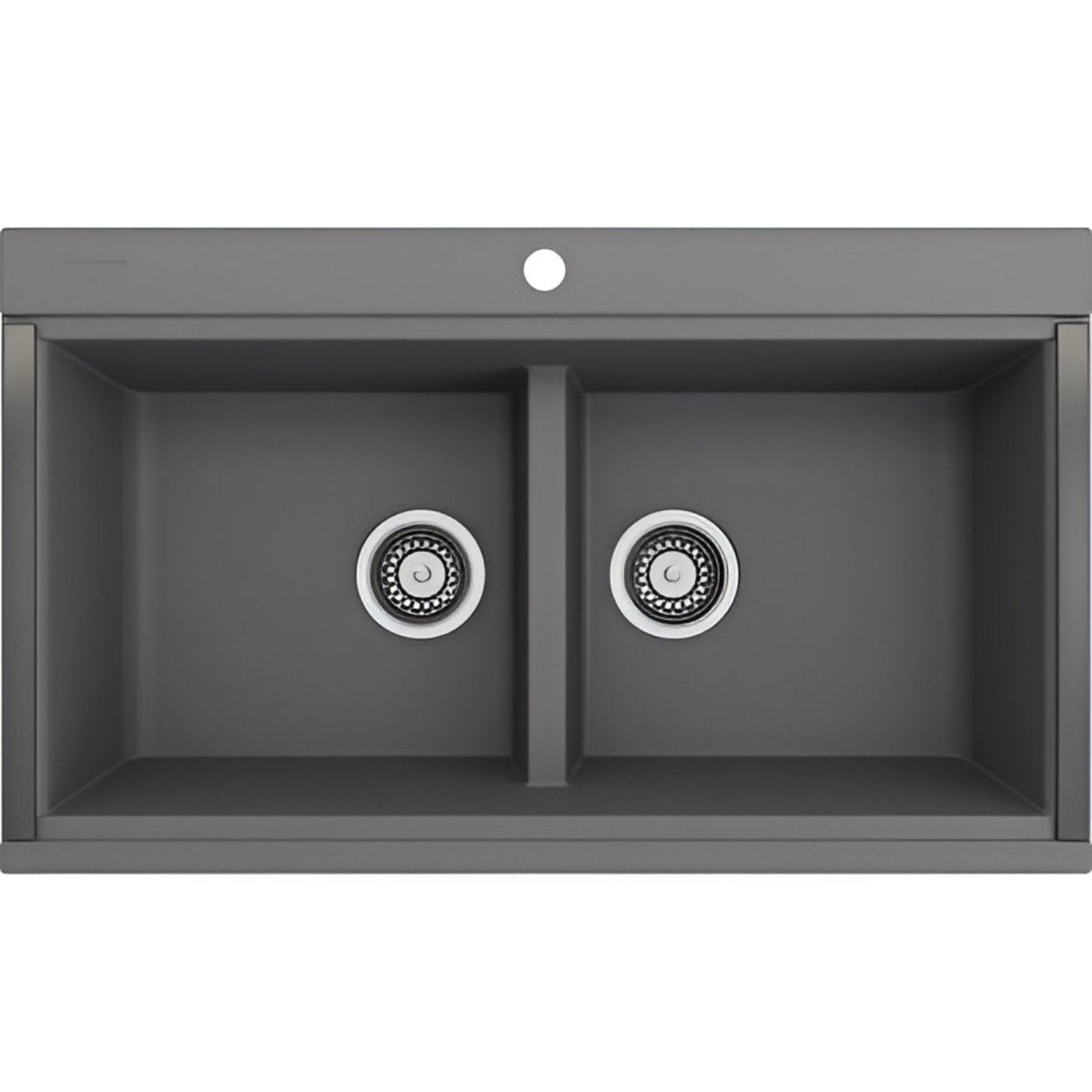 Bocchi 34" Undermount Double Bowl Composite Workstation Kitchen Sink with Covers in Metallic Black - 1618-505-0126HP