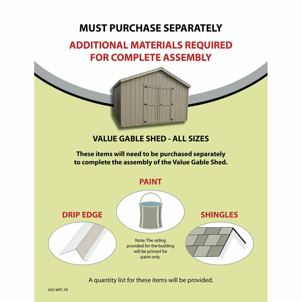 Little Cottage Company Value Gable Shed Kit - LCC-VGS-PC