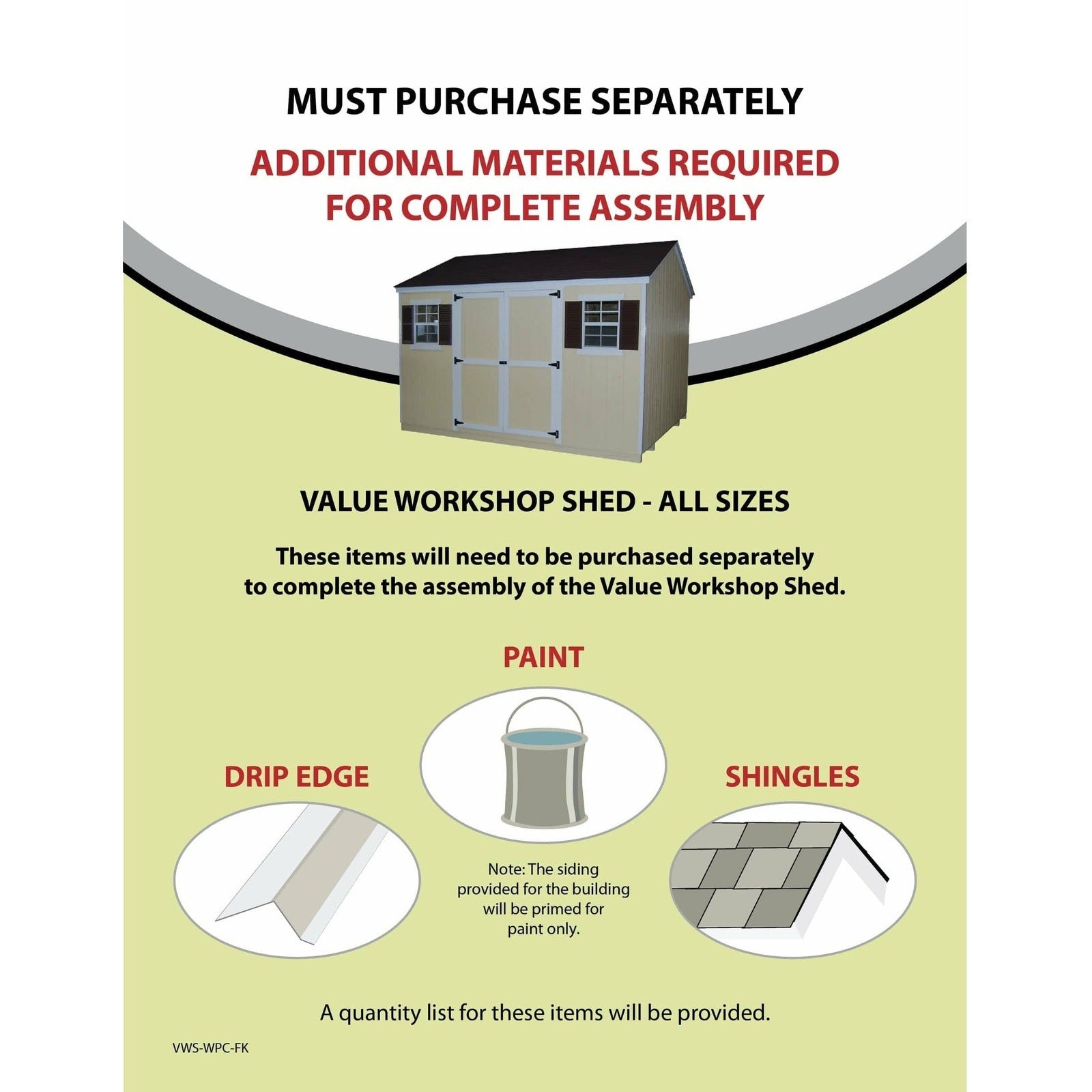 Little Cottage Company Value Workshop Shed Kit - LCC-VWWS-PC