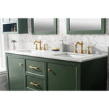Legion Furniture WLF2160D-VG 60 Inch Vogue Green Finish Double Sink Vanity Cabinet with Carrara White Top - Backyard Provider