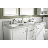 Legion Furniture WLF2160D-W 60 Inch White Finish Double Sink Vanity Cabinet with Carrara White Top - Backyard Provider