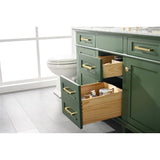 Legion Furniture WLF2254-VG 54 Inch Vogue Green Finish Double Sink Vanity Cabinet with Carrara White Top - Backyard Provider