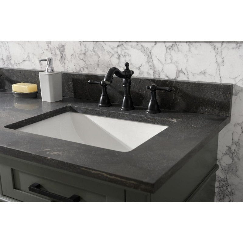 Legion Furniture WLF2260D-PG 60 Inch Pewter Green Finish Double Sink Vanity Cabinet with Blue Lime Stone Top - Backyard Provider