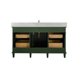 Legion Furniture WLF2260S-VG 60 Inch Vogue Green Finish Single Sink Vanity Cabinet with Carrara White Top - Backyard Provider