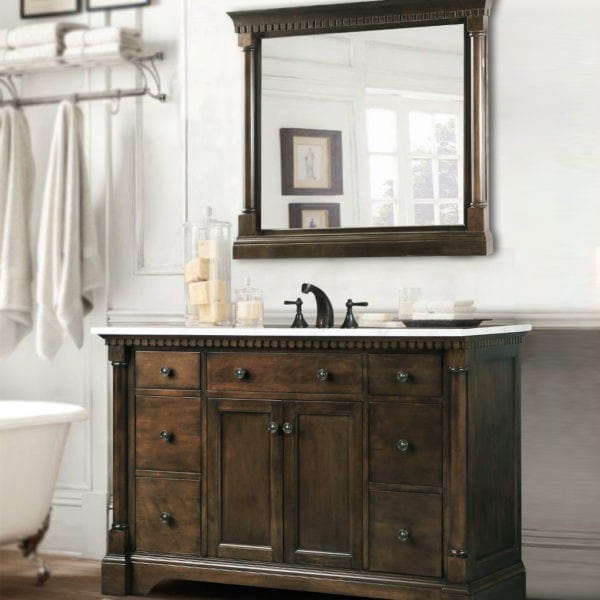 Legion Furniture WLF6036-48" 49 Inch Antique Coffee Vanity with Carrara White Top and Matching Backsplash, No Faucet - Backyard Provider