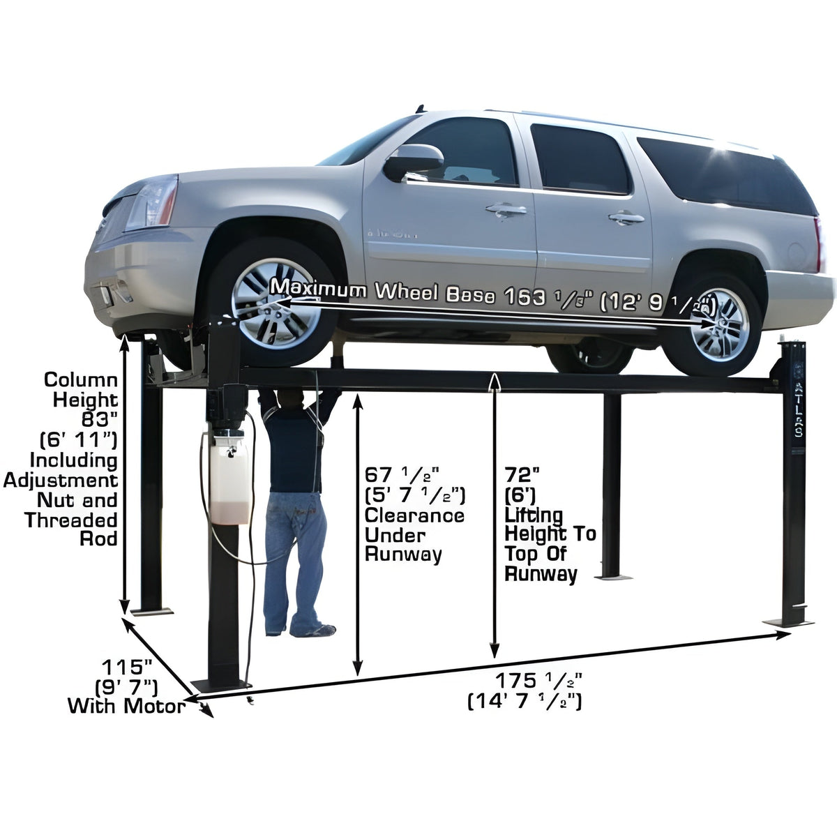 Atlas PRO8000 4 Post Lift + RJ35 Sliding Jacks Combo - ATEXH-PRO8-COMBO-FPD