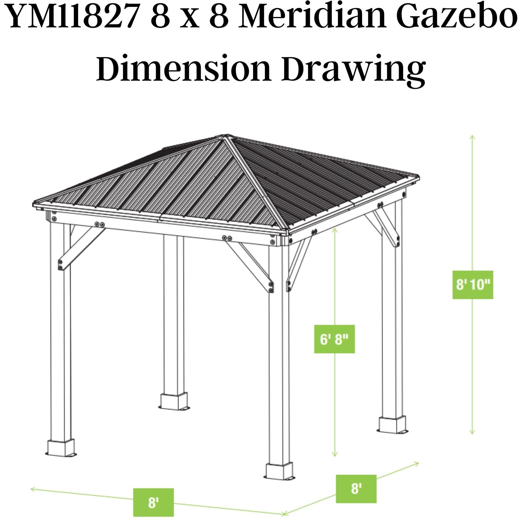 Yardistry 8 x 8 Meridian Gazebo YM11827COM