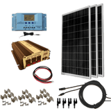 WindyNation Complete 300 Watt Solar Panel Kit with 1500W VertaMax Power Inverter for 12 Volt Battery Systems New - SOK-300WPI-15